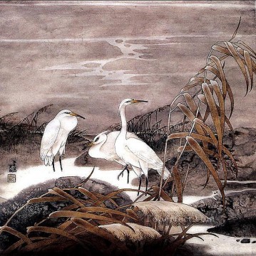 中国の伝統芸術 Painting - 秋の古い中国語の白鷺